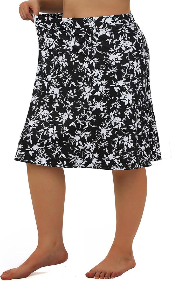 beroy Women Plus Size Skorts Skirts Knee Length Running Skirts for Women with Pockets (Black, XXXL)