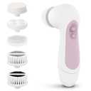Waterproof Facial Cleansing Spin Brush Set with 5 Exfoliating Brush Heads - Electric Face Scrubber Cleanser Brush by CLSEVXY - Face Brush for Gentle Exfoliation and Deep Scrubbing (Blush)