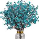 8Pcs Babys Breath Artificial Flowers Silk,Real Touch Peacock Blue Bouquets Flowers for Vase Home Office Wedding Spring Winter Indoor Outdoor Centerpiece Table Decorations