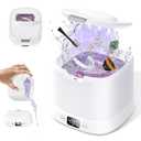 Ultrasonic Retainer Cleaner Machine, Dental Cleaning Pod, Sonic Retainer Cleaner Machine with Digital Timer for Dentures, Aligners, Braces, Night Guards, Jewelry 45kHz/319ml (White)