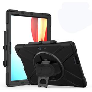 Case for Microsoft Surface Pro X 13" 2021/2020/2019, Military Grade [15 ft Drop Tested] Full-Body Shockproof Protective Cover with 360 Rotation Stand, Hand Strap & Pencil Holder (Black)