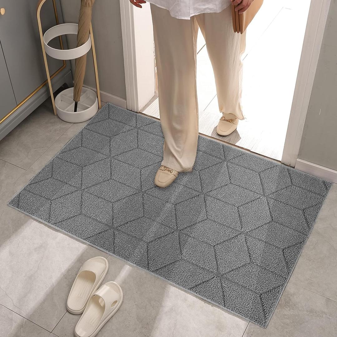 GRANNY SAYS Indoor Doormat, 32" x 48", Non-Slip Front Door Mats, Outdoor Welcome Mat Washable, Low Profile Indoor Door Mats for Entryway, Floor Inside Back Doormats (Grey)