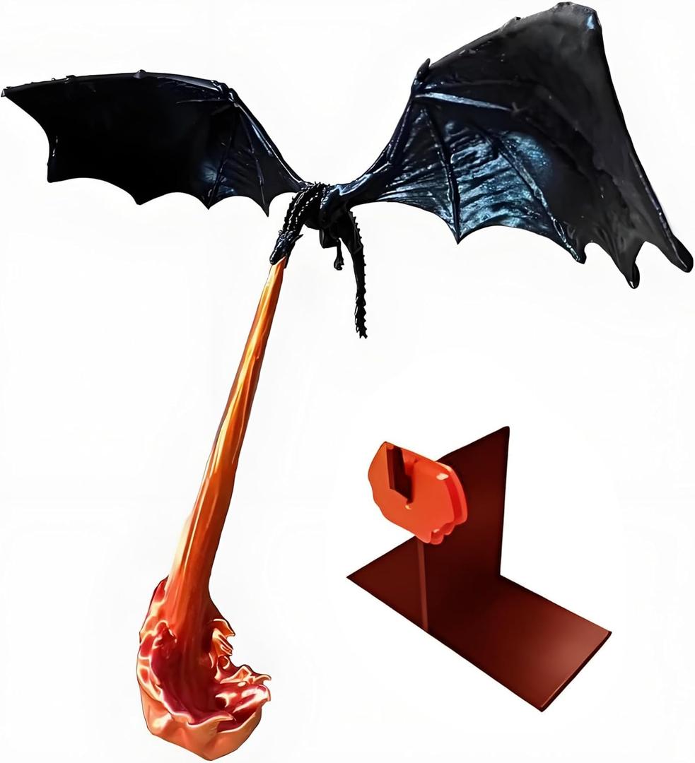 Fire Breathing Dragon Bookends with Book Mount 3D Cool Wall Art Decoration Fantasy Flying Dragon Unique Sculpture Bookshelf Nook Decor Figurines Display Gift for Friend