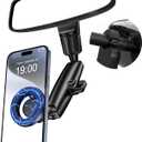 Magnetic Phone Holder for Car, Rear View Mirror Phone Holder, 360 Rotating Car Phone Mount, Compatible with iPhone 17/16/15/14/13/12 Series and All Phones with Magsafe Case or Metal Ring