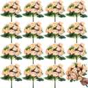 Zeyune 16 Bunches 12 Inch Artificial Mini Rose Bouquet 160 Heads Bridal Flower Bouquets Fake Silk Rose Bulk for Valentine's Day Wedding Bridal Shower Home Office Garden(Champagne)