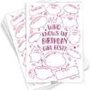 GardenCity 50 Who Knows The Birthday Girl Best Game Cards, Fun Birthday Games for Kids & Adults, Pink Bubbles