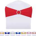 LEBENGURU Red Spandex Chair Sashes-30pcs Premium Stretch Bows with Buckle Slider, Universal Elastic Chair Bands for Wedding Party Banquet Decoration
