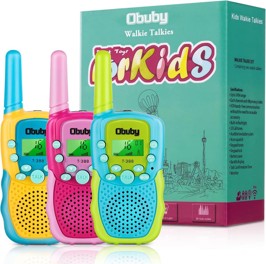Obuby Toys for 3-12 Year Old Boys Walkie Talkies for Kids 22 Channels 2 Way Radio Gifts Toys with Backlit LCD Flashlight 3 KMs Range for Age 3 up Boy and Girls to Outside , Hiking, Camping