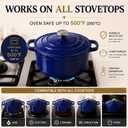 AHJ Cast Iron Dutch Oven Set - 4 Piece Nesting Enameled Cookware with Lid