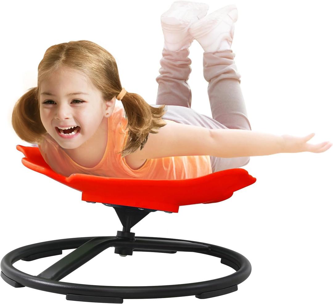 Sensory Spinning Chair for Kids with Autism & ADHD, Swivel Chair for Indoor/Outdoor Use, Sit and Spin Toys, Fish-Shaped Sensory Chairs for Autistic Children, Training Body Coordination (Red)