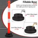 4 Pack 34 Inches Traffic Delineator Post Cones, Portable Orange Safety Driveway Barrier with Weighted Rubber Base, Reflective Collars, 5 FT Plastic Chain for Road Safety,Parking Lot