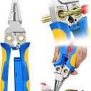 GADO Pro 8-in-1 Wire Crimper Stripper with Voltage Detector & Dual Alarms - Heavy Duty 12-250V AC/DC Tester for Hot/Neutral Wires - Electrician, HVAC, Car Repair Tool (Blue-1)