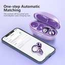Pearl Clip Ear Open Earbuds, Bluetooth 5.4 Headphones, IPX7 Waterproof Headsets, Clip on Earphones with Microphone, Suitable for Small Ears, Sports and Running, Exercise(Purple) 3