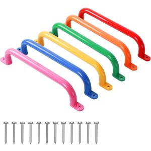 ESPETS 17 Inch 6 Pieces Colorful Safety Handles Metal for Playground Accessories- Swing Set Attachment Grab Handles, Playset Hand Grips, Indoor Monkey Bars for Jungle Gym, Playhouse, Climbing Frame