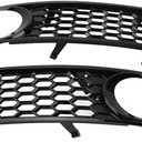 Fog Light Grille, 2pcs Car Front Bumper Fog Light Grilles, Black ABS Lower Side Fog Lamp Grill for Audi A4 B6 2002-2005