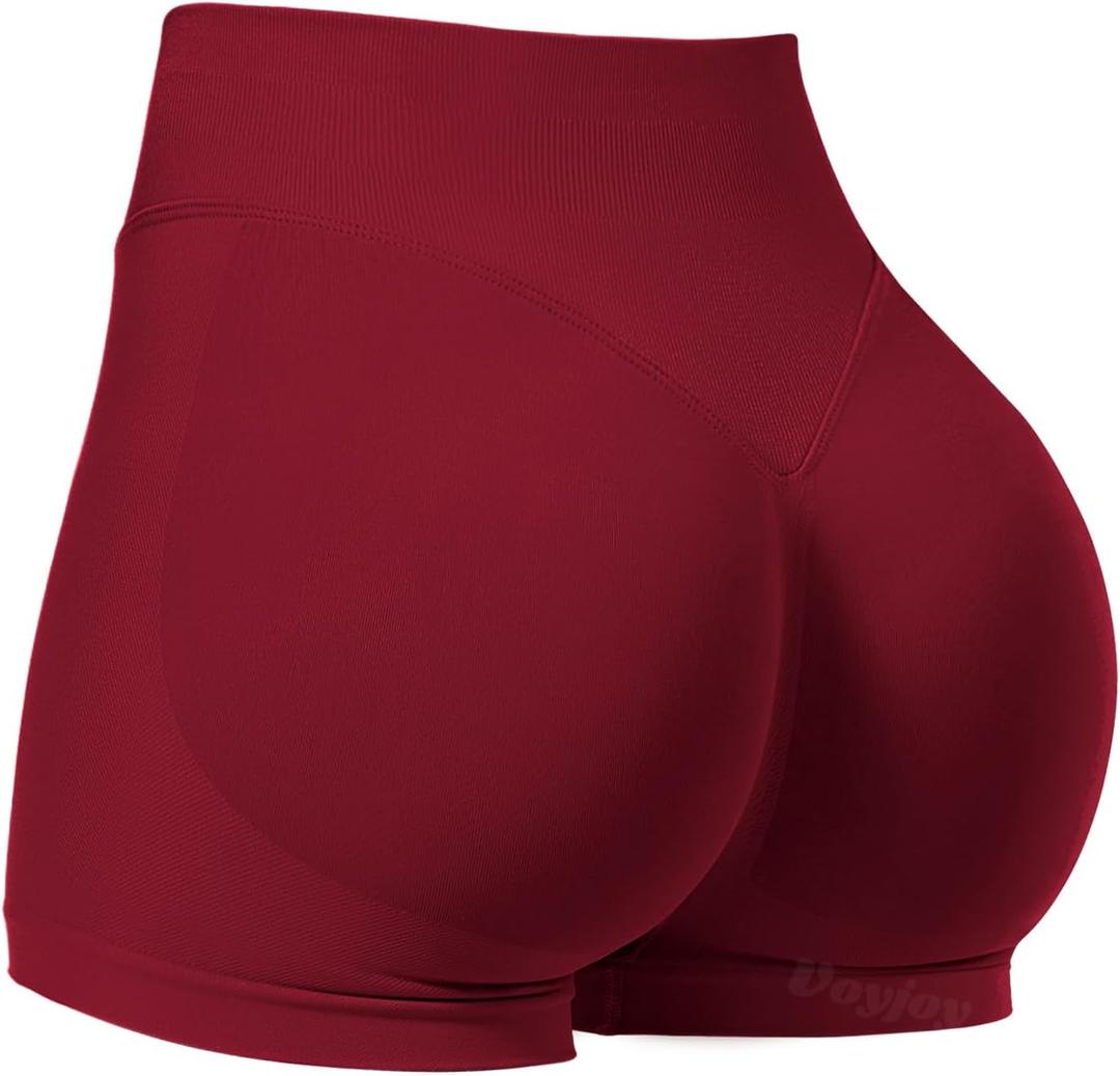 VOYJOY Women Workout Impact Shorts 2.5" Scrunch Butt Lifting Gym Seamless Booty Biker Shorts, Size: Small