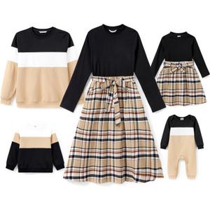 PATPAT Family Matching Outfits for Fall Winter Long Sleeve Women Dresses and Sweatshirts Sets for Holiday Photoshoot (S)