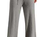 Verdusa Women's Wide Leg Sweatpants Comfy Lounge Pants Straight Leg Baggy Pants Yoga Workout Knit Trousers Winter Clothing Grey X-Small