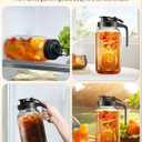 64 oz Mason Jar Pitcher Airtight & Leakproof Glass Pitcher with Lid, Perfect for Iced Tae, Sun Tea, Cold Brew, Breastmilk, 2 Quart (1/2 Gallon) Mason Jar with Pour Spout Lid Flip-Cap & Handle