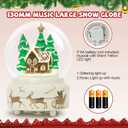 Christmas Snow Globe Ceramic Base LED Light Musical Gingerbread Man House Snowflakes (Beige)