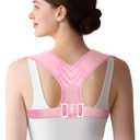 Posture Corrector For Women, Invisible & Breathable Upper Back Brace - Adjustable Back Straightener Posture Support - Relieve Shoulder, Neck & Back Pain (Large (Chest Size 38"-49"), Pink)
