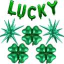 St Patricks Day Balloons Lucky Letter Balloon Banner Green Star Shamrock Foil Balloons Four Leaf Clover Balloon for Happy Saint Patrick Day Party Decoration Irish Festival Party Supplies