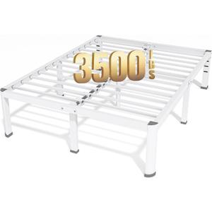 18 Inch Full Size Metal Platform Bed Frame with Round Corners Leg
Storage Space Under High Bed Frame, Heavy Duty Steel Slats Support, Noise Free, Easy Assembly, No Box Spring Needed, White