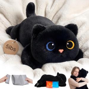 Cute Black Cat Plush Pillow, Kawaii Plushies Black Cat Stuffed Animals, Squishy Plushies, Cuddle Plush Pillow for Kids & Girls (13 Inch)