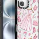 for iPhone 16 Case, TPU+PC Premium Painted Shockproof Phone Case, Superior Shock Absorption, Military-Grade Drop Protection, Dreamy Pink Princess Dress Design Phone Case