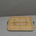 Charcuterie Boards with Foldable Lid, Portable Bamboo Cheese Board with 6 Compartments, Clear Locking Lid and Handle, Easy to Store, Suitable for Picnics, Camping, Parties & Housewarming Gifts