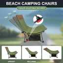 Compact Beach Chairs 2 Pack with 3-Position Lay Flat Low Portable Camping Chairs for Adults Folding Reclining Chairs for Beach, Lawn, Travel