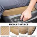 Wuyaoyao Car Seat Bottom Cover, Anti-Slip Leather Car Front Seat Cushion Pad, Full Wrap Bottom Auto Seat Protector with Pocket, Universal Front Seat Cover Cushion Mat for Most Vehicles (Beige)