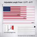 BONWIN White Flag Pole Kit for Outside House, 6FT Thickened Stainless Steel Wall Mount Flag Pole for 3x5'/ 4x6' Flag, 1" Anti-Wrap Spinning Flag Ring Clips & 2-Position Bracket Holder for Porch Yard