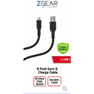 ZGear USB-C Sync and Charge Cable - Black