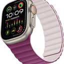 Compatible with Apple Watch Band 49 46 45 44 42mm Double Sided Wearable Silicone Magnetic Strap for iWatch 3 (42/44/45/46/49, Wine/Pink)