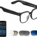 AI Smart Glasses with Camera, 8MP HD Camera Glasses for Men Women, 1080P Video Recording Sunglasses, Real Time Translation, Voice Assistant, AI Photo Recognition,Bluetooth Glasses for Travel/Meet/Vlog (Black)