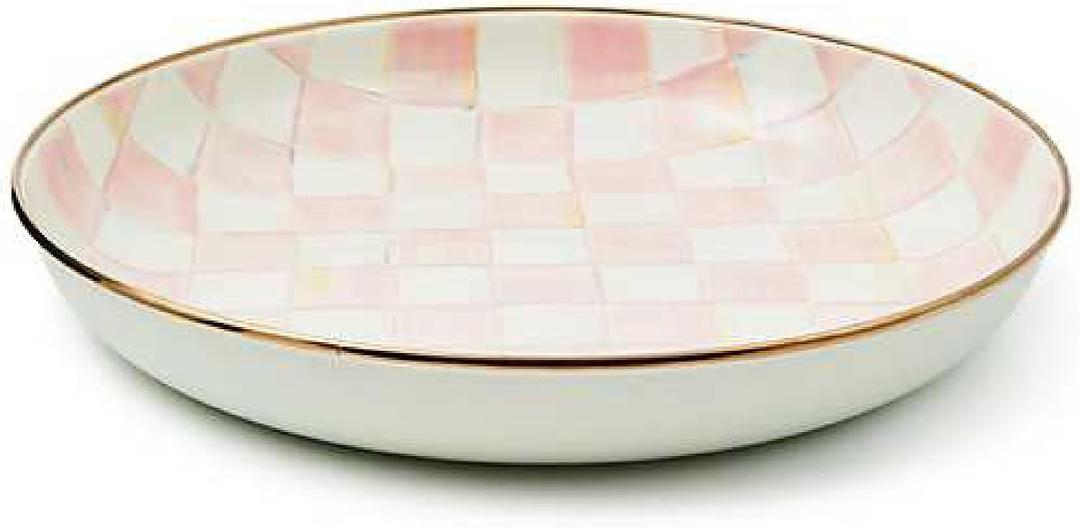 MACKENZIE-CHILDS Enamel Abundant Bowl, Pink-and-White Rosy Check, Large