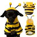Dog Bee Costume Outfit Bumblebee Hoodie Cat Clothes Funny Pet Hooded Coat for Small Medium Dogs Puppy Chihuahua Yorkie Halloween Party Cosplay, Black and Yellow (X-Large)