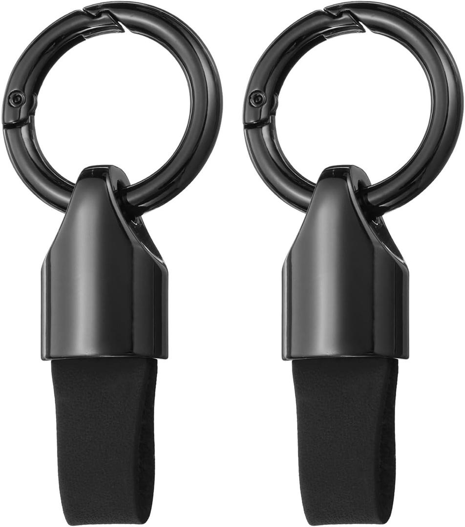 3 x HARFINGTON Car Key Chain Ring Clip Small Leather Keychain Key Fob Key Fob Accessory with Keyrings for Home Car Keys (Gunmetal Black)