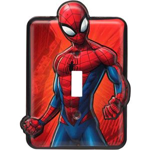 Open Road Brands Marvel Spider-Man Embossed Metal Light Switch Plate Decoration for Bedroom or Man Cave (Red)