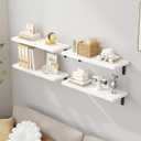 White Floating Shelves Set of 6 for Wall Decor, 16.5 Inch Floating Shelves for Bedroom, Bathroom, Living Room, Kitchen, Wood Wall Shelves with Brackets and Hardware Shelf Wood Plate Wood Bracket, 16.5 inches x 6 inches x 0.6 inches