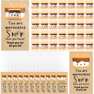 CroBlissful 100 Sets Inspirational Small Gifts Bulk Funny Cute Small Resin Marshmallow S'more with Thank You Card Appreciation Gifts for Teacher Coworker Staff Nurse Stress Fidget Toy Office Desk Pet