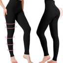 2 Pairs Medical Compression Pantyhose for Women, 20-30mmHg Graduated Support Tight Pants, Opaque Footless 2XL