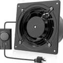 HG Power 6 Inch Exhaust Fan with Speed Controller, 308CFM Wall Exhaust Fanfor Kitchen, Bathroom, Metal Extractor Fan for Pet Room, Smoking Room, Attic, Garage, Window Ventilation (Black)