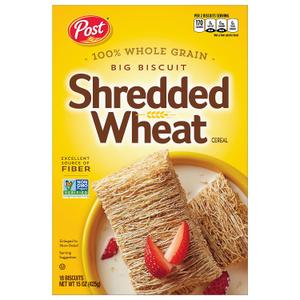 Post Shredded Wheat Big Biscuit, Whole Grain, Non-Gmo, Heart Healthy Breakfast Cereal, 15 Oz
