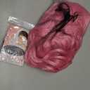NOSTALGIA Pink Wig With Bangs Hot Pink Wigs for Women 26nch Heat Resistant Synthetic Hair, Natural Curly Synthetic Wig for Party Cosplay Daily Use