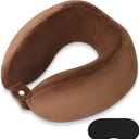 Neck Pillow Airplane Soft Travel Pillow for Traveling Sleeping Adjustable Memory Foam Neck Support Pillows for Cars Trains Offices Home Use Brown