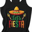 Womens Cinco De Mayo Tank Tops Mexican Graphic Shirts Fiesta Party Sleeveless Tanks Vest (Black, M)