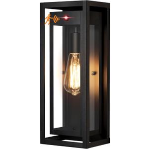 15" Large Outdoor Wall Lights, Dusk to Dawn Motion Sensor Outdoor Lights, Waterproof Anti-Rust Wall Sconces, Exterior Lighting Fixtures for Front Door, Porch, Garage, 1 Pack (Black)