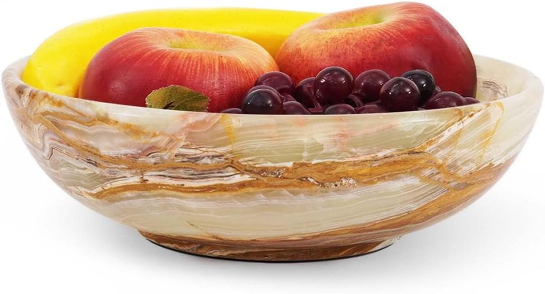 Radicaln Marble Fruit Bowl 10" Green Onyx Handmade Fruit And Vegetable Holder Decorative Bowl For Kitchen Counter Dcor Fruit Dish & Banana Holder